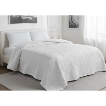 Narzuta 220x240 welurowa biała tłoczona gruba NP02